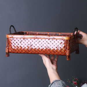 <b>Bamboo</b> Woven Basket Storage Box 50x40x30cm Square Kitchen Organizer Food <b>Container</b> Tray - Product Image 5