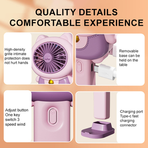 Vente en gros 2025 <span class=keywords><strong>ventilateur</strong></span> de crème glacée <span class=keywords><strong>avec</strong></span> socle de poche USB chargeant un mini <span class=keywords><strong>ventilateur</strong></span> de bureau à trois vitesses vent élevé - Product Image 5
