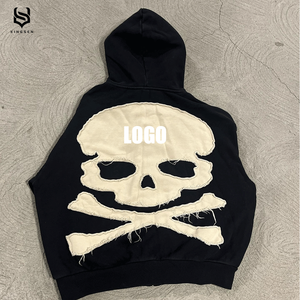 Conjunto de Sudadera y Pantalones Deportivos de Dos Piezas para Hombre, Personalizado OEM, de Tela Gruesa, con Parches Bordados y Efecto Desgastado - Product Image 5