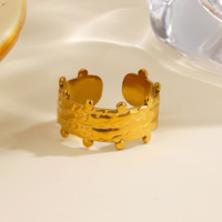 Dina Trendiger Gehämmerter Punkt-Edelstahlring Vintage-Look Strukturierter Breiter Fingerring für Damen