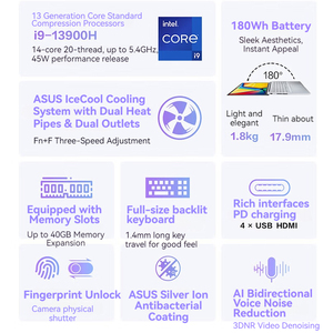 Vivobook Ultrabook de Alto Rendimiento con Pantalla 2.5K de 16 Pulgadas, Core I9, Diseño Elegante, Ligero y Batería de Larga Duración para Negocios 10 Bus - Product Image 2