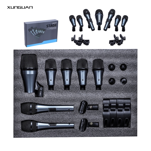 DMK7 Very Good Price Pickup Acoustic Drums Plastic Dynamic Mic 7pcs/set Wired Drum Microphone Kit