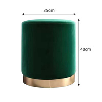 Pouf de rangement rond moderne en velours vert, tabouret gain de place, chaise de maquillage pour chambre à coucher