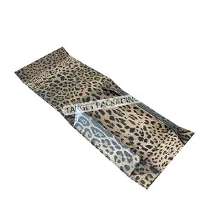Logotipo personalizado dobrável impressão de leopardo de luxo, roupa, vestuário, caixa de embalagem de cosméticos com logotipo de folha de ouro