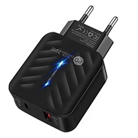 Chargeur mural de voyage portable 40W Super Fast Dual USB-C avec PD 20W pour téléphones portables, caméras et écouteurs