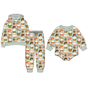 Custom Pumpkin Pie Food Little Boys Fall Hoodie Outfits <b>Romper</b> Wholesale Brothers High Quality Clothing Boutique Factory Clothes - Product Image 4