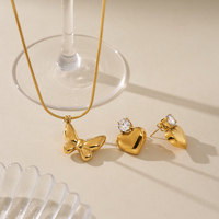 Dazan nouvel été 18k plaqué or sans ternissement en acier inoxydable classique arc papillon Super brillant pendentif lame collier femmes