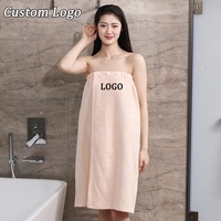 Jupe de bain personnalisée avec logo brodé, en coton gaufré, peignoir SPA ajustable à boutons pour femme, serviette douce pour la douche et les soins de la peau
