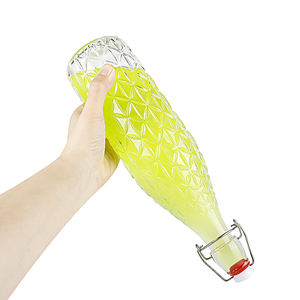 تصميم ملمس فاخر بسعر جيد من المصنع زجاجة زجاجية علوي متأرجح للمشروبات والنبيذ بغطاء سيراميك/بلاستيك 1 لتر - Product Image 6