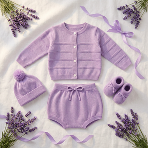 Conjunto de Suéter Tejido para Bebé Recién Nacido, Conjunto de Cárdigan Color Salvia, Ropa de Invierno, Atuendo Suave y Cálido para Niña, Diseño de Talla Personalizada - Product Image 3