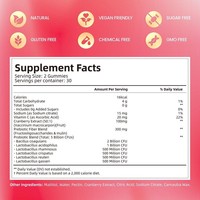 Gummies Probiotiques pour Femmes Adultes 5 Milliards de UFC Saveur Canneberge Végétaliennes Sans OGM Sans Sucre 60 Unités Complément Alimentaire OEM ODM