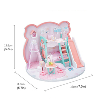 IIECREATE Maison miniature DIY rose, puzzle en bois 3D, meubles miniatures, kit de poupée avec plastique PP pour filles de 14 ans et plus