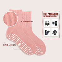 Chaussettes de Pilates personnalisées avec logo, strass et paillettes, antidérapantes, haute qualité