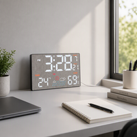 Reloj de Pared Digital LED Grande con Control Remoto, Fecha, Semana, Temperatura, Humedad, Estación Meteorológica, Calendario para Decoración de Sala de Estar