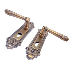 Poignée de serrure de porte en alliage de zinc en laiton massif moderne classique de luxe ensemble de poignée de levier de serrure de porte en bois longue plaque - Product Image 1