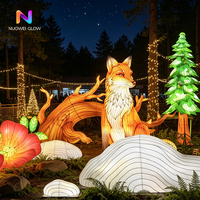 NUOWEI GLOW Lampu Hias Taman Bentuk Rubah Bercahaya Tahan Air dengan Desain Pohon Pinus dan Bunga untuk Dekorasi Festival