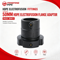 Adaptor Flensa Elektrofusi HDPE 50mm PN25 SDR7.4, Fitting PE, Fitting Elektrofusi HDPE, Fitting Pipa PE untuk Saluran Air