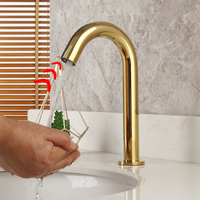 Mitigeur de lavabo moderne en céramique à trou unique, avec capteur doré sans contact, en acier inoxydable, à poser sur le comptoir
