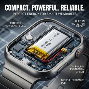 Batería de Polímero de Litio de 3.7V 120mAh AS401230, Celda de Litio de 3.7V 120mAh para GPS y Electrónica de Consumo - Product Image 4