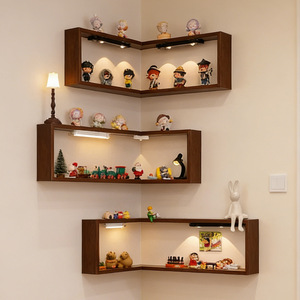 Corner <b>Wall</b> <b>Shelf</b> 3 Tier Rectangle <b>Wall</b> <b>Mounted</b> Storage Rack For Toys Organizer Durable - Product Image 1