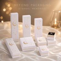 Boîte d'emballage pour bijoux en papier avec impression dorée personnalisée, boîte cadeau pour bijoux multi-tailles, boîte rigide en 2 parties, boîte en carton avec couvercle et base