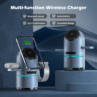 Estación de Carga Inalámbrica Magnética 3 en 1, Cargador Rápido de 15W con Altavoz, Base de Rotación de Doble Motor para iPhone, iWatch y AirPods