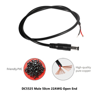 Câble d'alimentation mâle DC 5525 avec fiche OD 5.5, diamètre de la broche 2.5mm, 50cm, 22AWG pour LED, CCTV, adaptateurs secteur, enceintes intelligentes