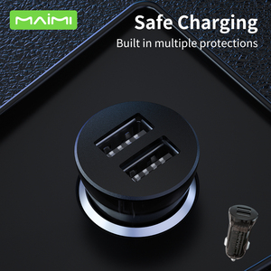 Chargeur de voiture mini transparent Maimi, double port USB, 5V 2.4A, adaptateur de charge rapide, prise universelle compacte pour voiture, pour smartphones - Product Image 3