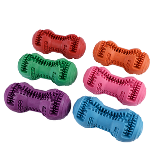 JIUZE Prezzo di Fabbrica Eco-Friendly Giocattolo da Masticare per Cani a Forma di Manubrio Sonoro, Taglia Media, per Pulizia Denti e Salute Dentale, in Gomma Resistente - Product Image 1