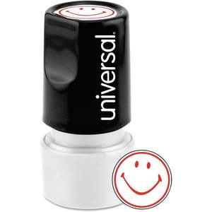 Round Universal Self-Inking <b>Stamp</b> for Smiley Face Pre-Inked/Re-Inkable Red for Office Use-Item 10080 - Product Image 2