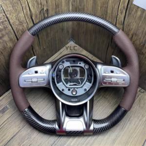 Volante de Cuero y Fibra de Carbono YLC para <span class=keywords><strong>Mercedes</strong></span> Benz W205, Compatible con los Modelos W212, W463, W222, C180, C200, C250, C300, C43, C63 AMG - Product Image 3