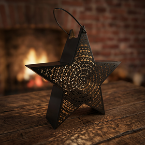 Lanterne au design marocain en métal en forme d'étoile en laiton AK avec poignée en finition enduite de poudre pour décor de Diwali/décor d'hôtel - Product Image 2
