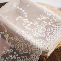 Dentelle brodée florale blanche de haute qualité, 32 cm de large, en maille écologique, pour ourlets de vêtements et sacs, bordure de tissu DIY