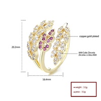 Oreille De Blé Purrple 18K Plaqué Or Anneaux Arbre Feuille Feuilles Oreilles Bijoux De Mode Zircon Anneau Pour Les Femmes