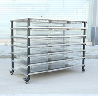 Étagère d'élevage de serpents, bacs carrés en plastique et acier inoxydable, roues pour baignoire, cages pour animaux de compagnie, alimentation et observation