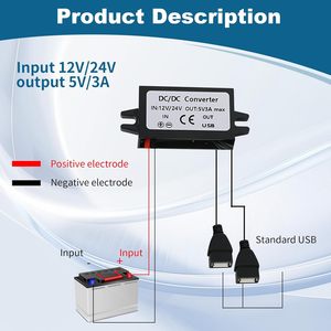 Toaluea <span class=keywords><strong>DC</strong></span>-<span class=keywords><strong>DC</strong></span> 12V 5V 12W 3A 5A IP67 Buck mô-đun chuyển đổi cổng <span class=keywords><strong>USB</strong></span> kép <span class=keywords><strong>DC</strong></span> xe Power <span class=keywords><strong>Adapter</strong></span> 46x24x14mm >93% hiệu quả - Product Image 3