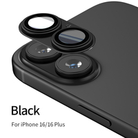 Protection d'objectif d'appareil photo pour iPhone 16/16 Plus, verre Corning 9H avec film de protection d'écran de téléphone portable en aluminium métallique