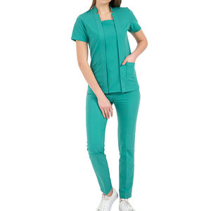 Vente en gros Combinaison unisexe noire pour infirmière médicale, col en V, extensible, Medi, ensembles d'uniformes, haut et pantalon à récurer - Product Image 2