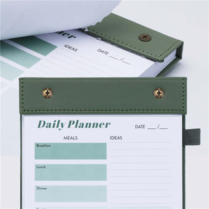 A5 tamaño 100gsm planificador diario desgarrable 100 hojas para hacer lista con tablero de cuero PU horario práctico Bloc de notas libro para oficina de trabajo - Product Image 5