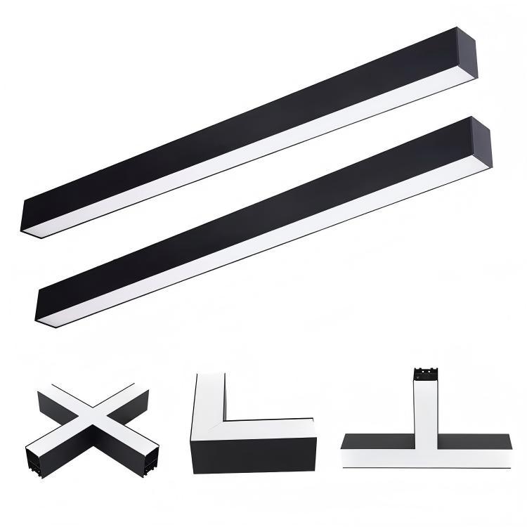Supermarket Office 20W LED Linear Lighting Aluminum Rectangular Pendant Lights 4 Ft X 8 Ft Industrial Hanging Dimmable High CRI