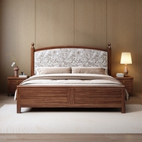 Nouvelle plateforme de lit avec rangement en bois de noyer massif de style chinois, rembourrée, taille King/Queen, pour chambre à coucher, nouveau modèle