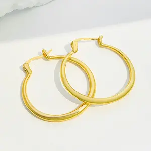 Eleganti orecchini a cerchio Huggie placcati in oro con orecchini a cerchio grande grande e tondo da donna alla moda gioielli in stile semplice