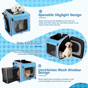 Cesta para bicicleta para perros, bolsa transportadora para mascotas, asiento de coche para gatos, cuerda de seguridad, correa de hombro ajustable, portátil, transpirable, de nailon de lujo con cremallera - Product Image 3