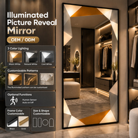 Miroir sur pied LED personnalisé avec motif lumineux géométrique, miroir mural décoratif pour dressing et magasin de vêtements