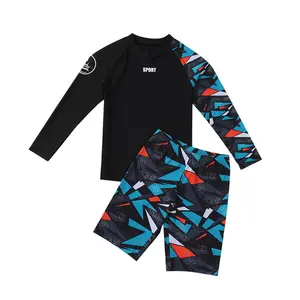 Hot Spring Swimming Pool Long Sleeved Shorts 3pc Kids Swimwear 7-16 Swimsuits For Kids Boys