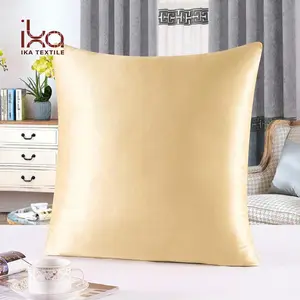 Wholesale Personalized Gold Mulberrry Silk 22 Momme Satin 18x18 Luxury Gold Sofa Throw Pillow Case