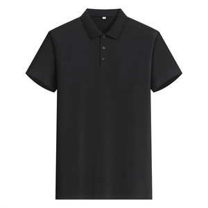 Camiseta Polo Negra de Manga Corta, Color Sólido, Fibra de Poliéster, para Uso Diario - Product Image 1