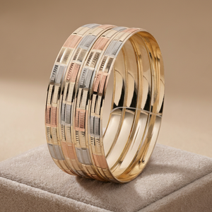 Wholesale Custom 3 Tone <b>Gold</b> Filled <b>Bangles</b>, 3 Tone <b>Gold</b> Plated Forming <b>Bangles</b>, Fashion <b>Bangles</b>, Tri Color Brass <b>Bangles</b> Set. - Product Image 1