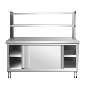 <span class=keywords><strong>Victory</strong></span> Table à portes coulissantes en acier inoxydable à 2 niveaux avec banc Prix d'usine Fournitures pour hôtels et restaurants - Product Image 5