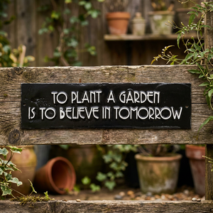 Rustic Rectangular Metal Garden Plaque With To Plant A Garden Quote Black Farmhouse Decor Sign Handmade Vintage <b>Signs</b> For <b>Sale</b> - Product Image 1